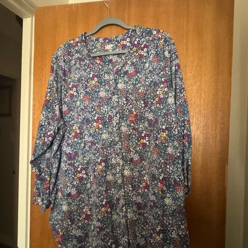 Lands' End Blue Floral Tunic